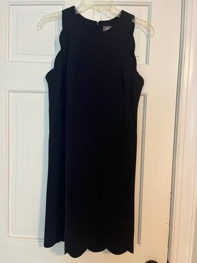 Classic Navy Blue Scallop Sleeveless Dress - Vince Camino